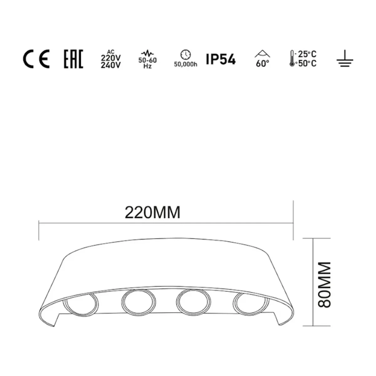 SİYAH KASA HAİTİ LED APLİK IP54 3000K 8*1W / SMD CHIP 50.000 SAAT KULLANIM ÖMRÜ - Görsel 4