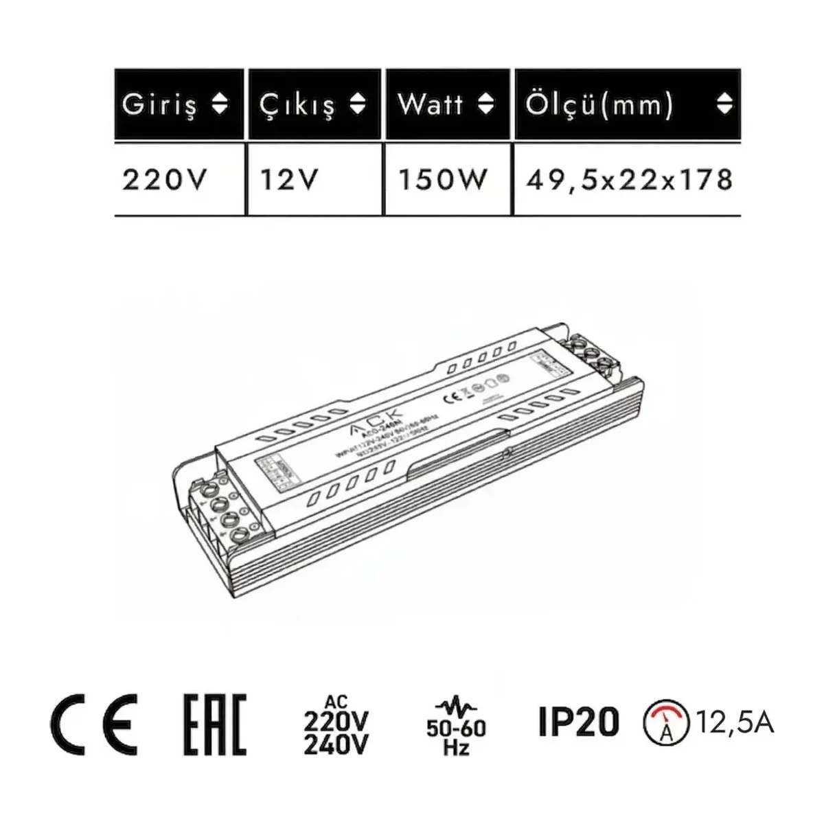 12V 12,5 AMPER LED TRAFOSU - Görsel 2