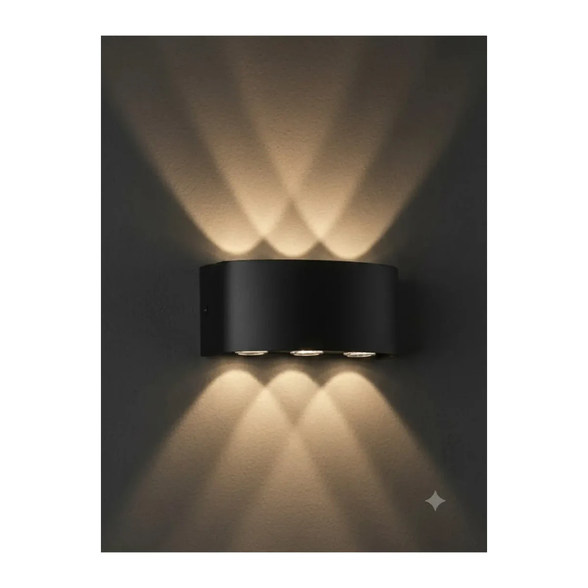 SİYAH KASA HAİTİ LED APLİK IP54 3000K 6*1W / SMD CHIP 50.000 SAAT KULLANIM ÖMRÜ 3 MERCEK - Görsel 3