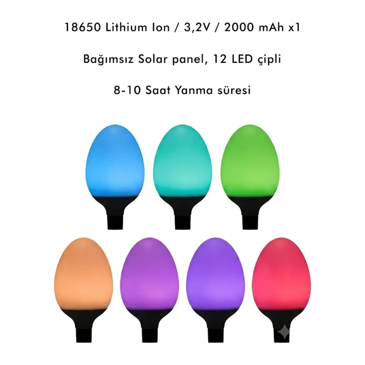 Solar PC LED Çim Armatürü RGB IP65 8W - Görsel 3
