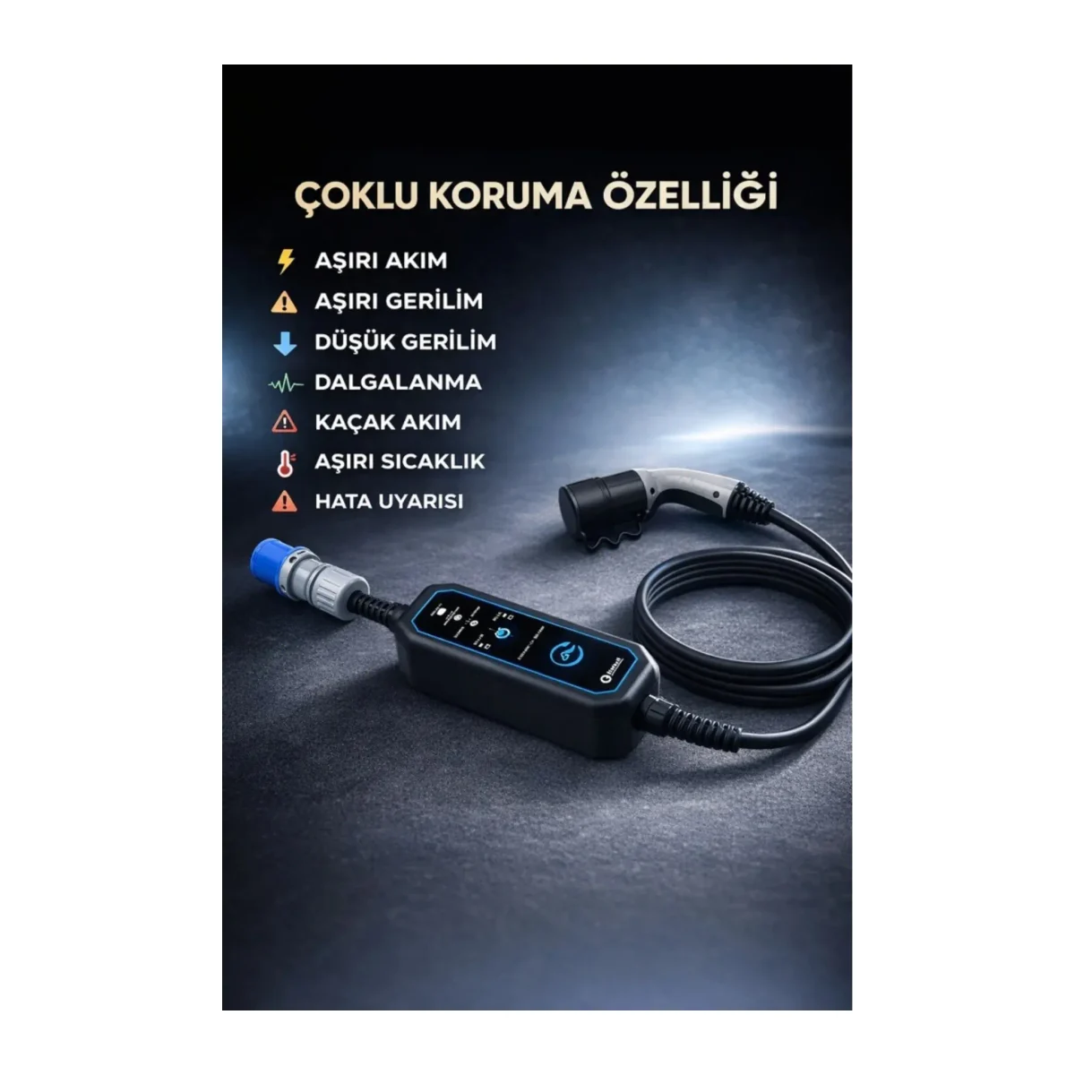 MONO MOBILE 5 METRE 3,7 - 7,4 KW (16A - 32A ÇANTA - 3/32A PRİZ, 1/16A FİŞ DÖNÜŞTÜRÜCÜ) - Görsel 4