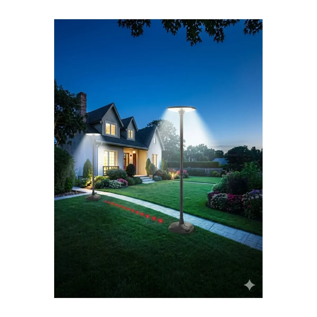240W Solar Güneş Enerjili Bahçe Armatürü - 3 Renkli Ayarlanabilir Dış Mekan IP65 Aydınlatma - Görsel 3