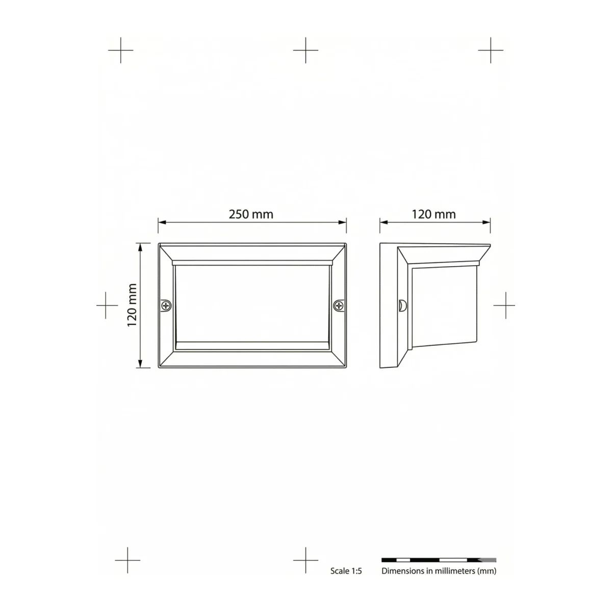 Lunar E27 Bahçe Duvar Apliği IP54 60W (120x120x250 mm) - Görsel 5