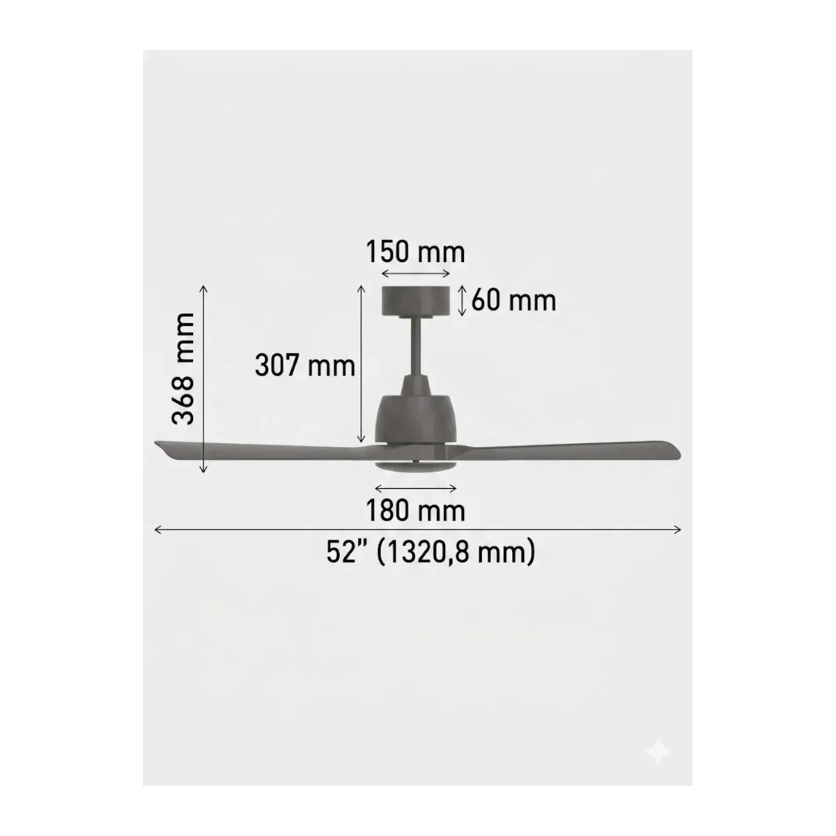 TAVAN FANI SİYAH 35W DC MOTOR 52 INC (132CM) UZAKTAN KUMANDALI SİYAH - Görsel 3