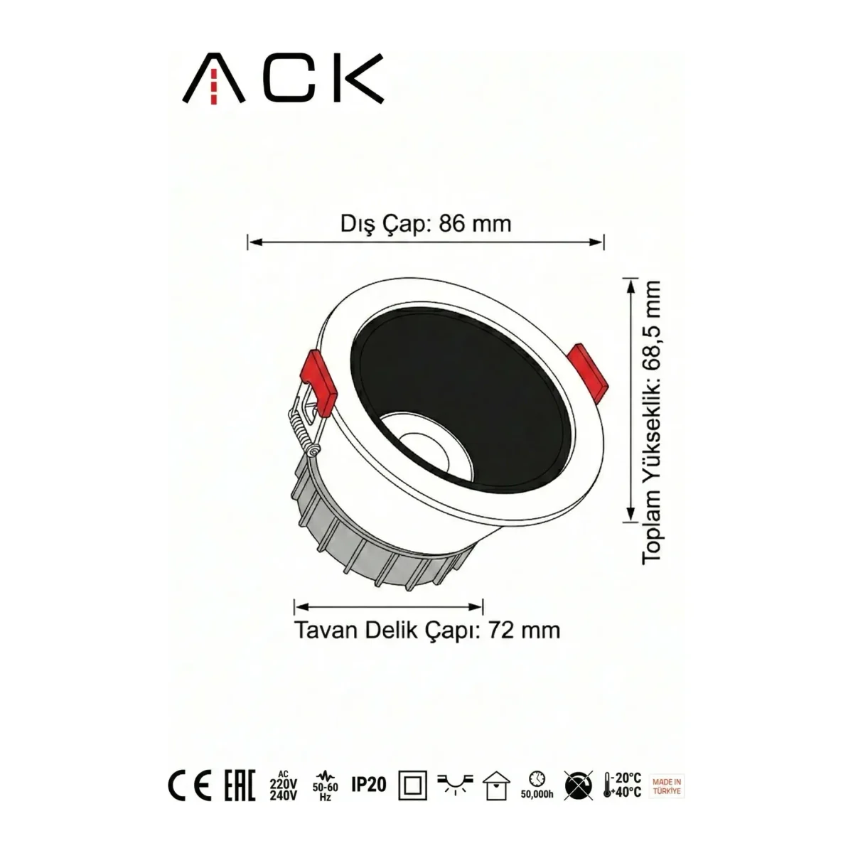 Led Spot 5W Beyaz Çerçeve 4000K - Görsel 3