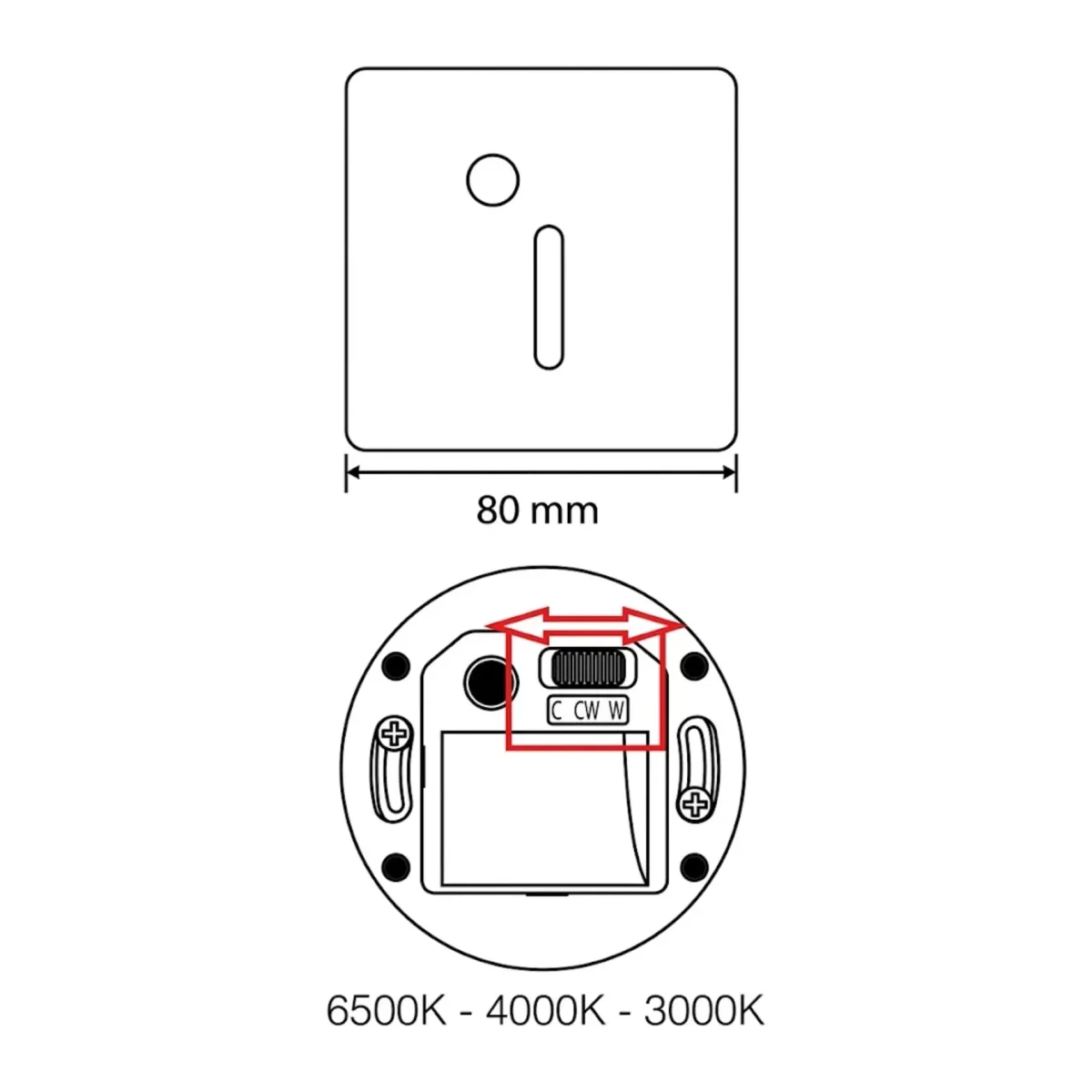 SENSÖRLÜ MERDİVEN ARMATÜRÜ 3 RENK CCT 3000K-4000K-65000K BEYAZ KASA KARE ÇERÇEVE DİK HÜZMELİ - Görsel 3