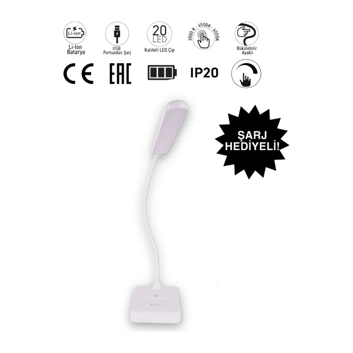 DOKUNMATİK DİMLİ LED MASA LAMBASI 2,5W - Görsel 2