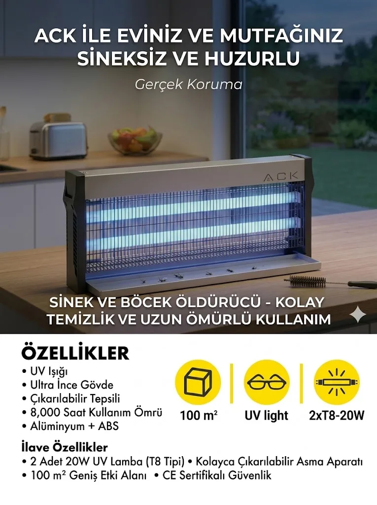 SİNEK CİHAZI HAŞERE ÖLDÜRÜCÜ ELECTRIC INSECT KILLER AG45-04000 100m2 - Görsel 2