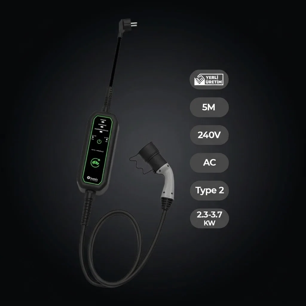 2,3 - 3,7 kw Mini Mobil Araç Şarj Aleti 5 Metre BEV-111-0001