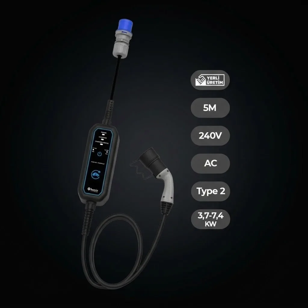 MONO MOBILE 5 METRE 3,7 - 7,4 KW (16A - 32A ÇANTA - 3/32A PRİZ, 1/16A FİŞ DÖNÜŞTÜRÜCÜ)